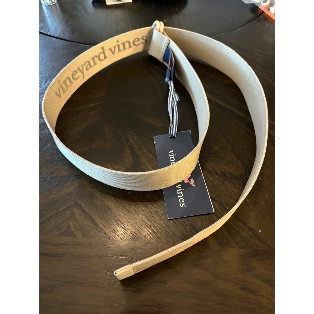 Vineyard Vines D-Ring Belt Men Medium Khaki NWT Logo Webbing